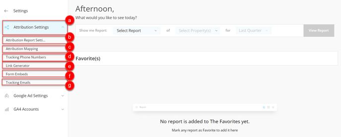 Attribution Settings Navigation - 1